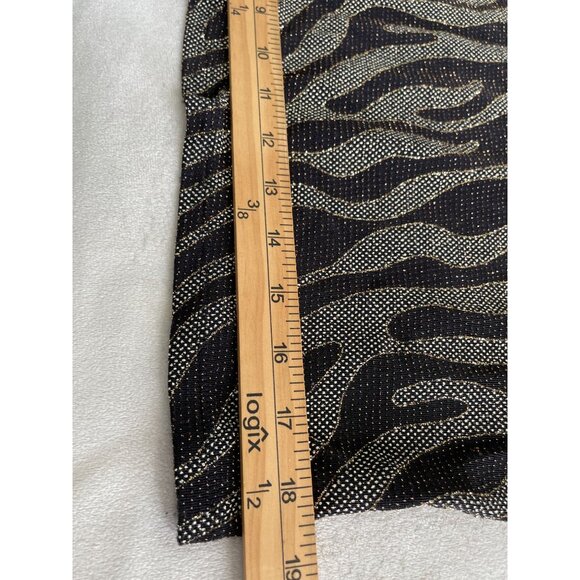 Simply Emma Metallic Zebra Print 1X Blouse Gold Accent Keyhole Neck Whimsigoth - Picture 6 of 8